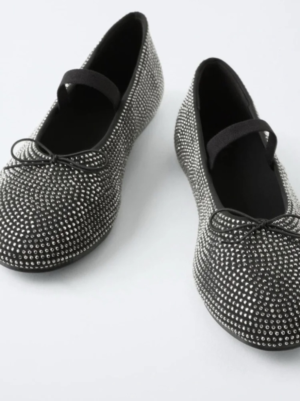 Zara | Black Rhinestone Ballet Flats | Size 29